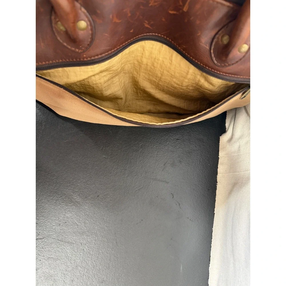 Duluth Trading Co Travel Bag Unisex Large Brown Vintage Canvas Leather Trolley